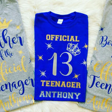 Load image into Gallery viewer, Official Teenager,13, Thirteen Birthday, Thirteen Boy Birthday, Birthday Boy, Teen Birthday
