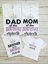 Load image into Gallery viewer, Birthday Princess /Girl Baby shower T-shirts/ Princess Family matching T-shirts/ Birthday princess T-shirt/ Princess Family T-shirts/