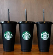Load image into Gallery viewer, Black Starbucks Reusable Cup 24oz/ Plain Starbucks Cup/ Starbucks Blank Cup/ Starbucks Cup/ Starbucks Tumbler Black/Clear cup