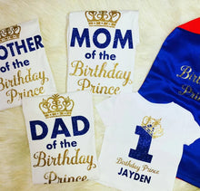 Load image into Gallery viewer, First Birthday King Family matching T-shirt/ Birthday King/ King Baby shower T-shirts/ One Birthday King /Birthday boy