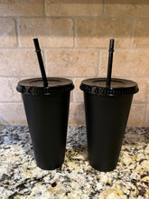 Load image into Gallery viewer, Reusable Black Matte Cold Cup 24oz/24oz cold cup/24oz cup for decoration/no logo reusable plastic cup