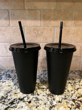 Load image into Gallery viewer, Reusable Black Matte Cold Cup 24oz/24oz cold cup/24oz cup for decoration/no logo reusable plastic cup