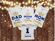 Load image into Gallery viewer, First Birthday King Family matching T-shirt/ Birthday King/ King Baby shower T-shirts/ One Birthday King /Birthday boy
