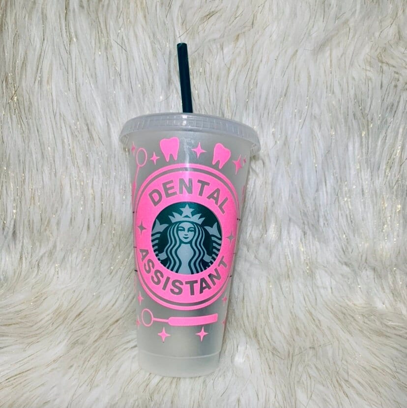 Dental Assistant Starbucks cup /Starbucks / Dental Assistant  cold cup/Venti cold cup/ Dog lover / Dental Assistant Cup wrap