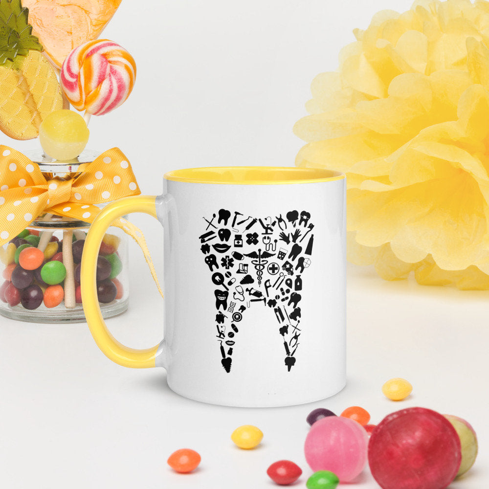 Dental Assistant Mug with Color Inside,Dental Hygienist Mug, Tooth Mug,Dentist Gift