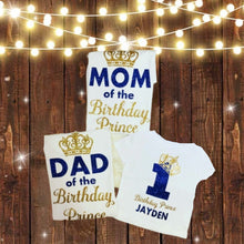 Load image into Gallery viewer, Birthday Prince Family matching T-shirt/ Birthday Prince Birthday/ Birthday Boy Family T-shirts/ Prince Baby shower T-shirts/ One Birthday
