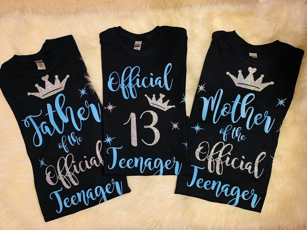 Official Teenager,13, Thirteen Birthday, Mom of the teenager, Family matching T-shirts