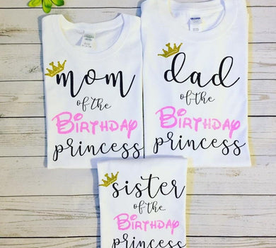 Birthday Princess /Girl Baby shower T-shirts/ Princess Family matching T-shirts/ Birthday princess T-shirt/ Princess Family T-shirts/