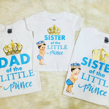 Load image into Gallery viewer, Mom of the Birthday prince/ Mom baby shower/ Mom baby shower T-shirt/ Birthday prince/Prince baby shower/Sister of the prince/Brother prince
